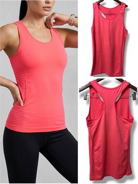 Pure Lime | EUC Coral Pink Ribbed Seamless Racerback Athletic Tank Top (M)